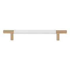 Atlas Homewares [281-WT-WB] Die Cast Zinc Cabinet Pull Handle - Zanzibar Series - Oversized - White Leather - Warm Brass Finish - 6 5/16&quot; C/C - 8 11/16&quot; L