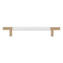 Atlas Homewares [281-WT-WB] Die Cast Zinc Cabinet Pull Handle - Zanzibar Series - Oversized - White Leather - Warm Brass Finish - 6 5/16&quot; C/C - 8 11/16&quot; L