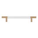 Atlas Homewares [281-WT-WB] Die Cast Zinc Cabinet Pull Handle - Zanzibar Series - Oversized - White Leather - Warm Brass Finish - 6 5/16&quot; C/C - 8 11/16&quot; L