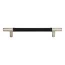 Atlas Homewares [281-BL-BRN] Die Cast Zinc Cabinet Pull Handle - Zanzibar Series - Oversized - Black Leather - Brushed Nickel Finish - 6 5/16&quot; C/C - 8 11/16&quot; L