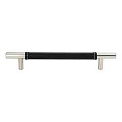 Atlas Homewares [281-BL-CH] Die Cast Zinc Cabinet Pull Handle - Zanzibar Series - Oversized - Black Leather - Polished Chrome Finish - 6 5/16&quot; C/C - 8 11/16&quot; L