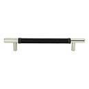 Atlas Homewares [281-BL-CH] Die Cast Zinc Cabinet Pull Handle - Zanzibar Series - Oversized - Black Leather - Polished Chrome Finish - 6 5/16&quot; C/C - 8 11/16&quot; L
