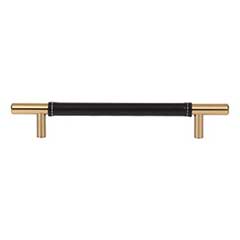 Atlas Homewares [281-BL-WB] Die Cast Zinc Cabinet Pull Handle - Zanzibar Series - Oversized - Black Leather - Warm Brass Finish - 6 5/16&quot; C/C - 8 11/16&quot; L