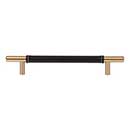 Atlas Homewares [281-BL-WB] Die Cast Zinc Cabinet Pull Handle - Zanzibar Series - Oversized - Black Leather - Warm Brass Finish - 6 5/16&quot; C/C - 8 11/16&quot; L