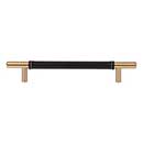 Atlas Homewares [281-BL-WB] Die Cast Zinc Cabinet Pull Handle - Zanzibar Series - Oversized - Black Leather - Warm Brass Finish - 6 5/16&quot; C/C - 8 11/16&quot; L