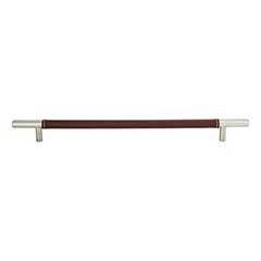 Atlas Homewares [282-OW-BRN] Die Cast Zinc Cabinet Pull Handle - Zanzibar Series - Oversized - Brown Leather - Brushed Nickel Finish - 11 5/16&quot; C/C - 14 1/2&quot; L