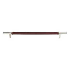 Atlas Homewares [282-OW-CH] Die Cast Zinc Cabinet Pull Handle - Zanzibar Series - Oversized - Brown Leather - Polished Chrome Finish - 11 5/16" C/C - 14 1/2" L