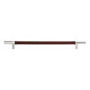 Atlas Homewares [282-OW-CH] Die Cast Zinc Cabinet Pull Handle - Zanzibar Series - Oversized - Brown Leather - Polished Chrome Finish - 11 5/16" C/C - 14 1/2" L