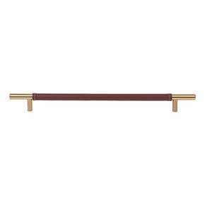 Atlas Homewares [282-OW-WB] Die Cast Zinc Cabinet Pull Handle - Zanzibar Series - Oversized - Brown Leather - Warm Brass Finish - 11 5/16" C/C - 14 1/2" L