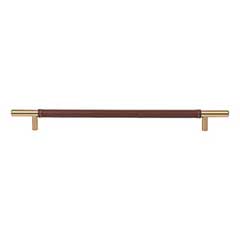 Atlas Homewares [282-OW-WB] Die Cast Zinc Cabinet Pull Handle - Zanzibar Series - Oversized - Brown Leather - Warm Brass Finish - 11 5/16&quot; C/C - 14 1/2&quot; L