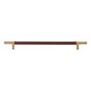 Atlas Homewares [282-OW-WB] Die Cast Zinc Cabinet Pull Handle - Zanzibar Series - Oversized - Brown Leather - Warm Brass Finish - 11 5/16&quot; C/C - 14 1/2&quot; L