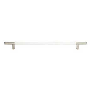 Atlas Homewares [282-WT-BRN] Die Cast Zinc Cabinet Pull Handle - Zanzibar Series - Oversized - White Leather - Brushed Nickel Finish - 11 5/16" C/C - 14 1/2" L