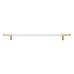 Atlas Homewares [282-WT-WB] Die Cast Zinc Cabinet Pull Handle - Zanzibar Series - Oversized - White Leather - Warm Brass Finish - 11 5/16" C/C - 14 1/2" L