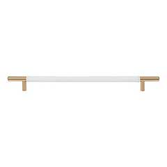 Atlas Homewares [282-WT-WB] Die Cast Zinc Cabinet Pull Handle - Zanzibar Series - Oversized - White Leather - Warm Brass Finish - 11 5/16&quot; C/C - 14 1/2&quot; L