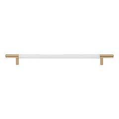 Atlas Homewares [282-WT-WB] Die Cast Zinc Cabinet Pull Handle - Zanzibar Series - Oversized - White Leather - Warm Brass Finish - 11 5/16&quot; C/C - 14 1/2&quot; L