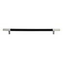 Atlas Homewares [282-BL-BRN] Die Cast Zinc Cabinet Pull Handle - Zanzibar Series - Oversized - Black Leather - Brushed Nickel Finish - 11 5/16" C/C - 14 1/2" L