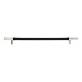 Atlas Homewares [282-BL-CH] Die Cast Zinc Cabinet Pull Handle - Zanzibar Series - Oversized - Black Leather - Polished Chrome Finish - 11 5/16" C/C - 14 1/2" L