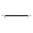 Atlas Homewares [282-BL-CH] Die Cast Zinc Cabinet Pull Handle - Zanzibar Series - Oversized - Black Leather - Polished Chrome Finish - 11 5/16" C/C - 14 1/2" L