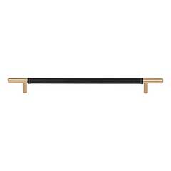 Atlas Homewares [282-BL-WB] Die Cast Zinc Cabinet Pull Handle - Zanzibar Series - Oversized - Black Leather - Warm Brass Finish - 11 5/16&quot; C/C - 14 1/2&quot; L