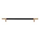 Atlas Homewares [282-BL-WB] Die Cast Zinc Cabinet Pull Handle - Zanzibar Series - Oversized - Black Leather - Warm Brass Finish - 11 5/16&quot; C/C - 14 1/2&quot; L