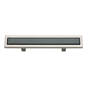Atlas Homewares [231-BLK-BRN] Die Cast Zinc Cabinet Pull Handle - Spa Series - Standard Size - Black Glass - Brushed Nickel Finish - 3 C/C - 5 3/4" L