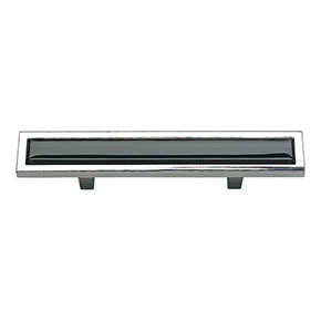 Atlas Homewares [231-BLK-CH] Die Cast Zinc Cabinet Pull Handle - Spa Series - Standard Size - Black Glass - Polished Chrome Finish - 3 C/C - 5 3/4" L
