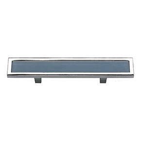 Atlas Homewares [231-BLU-CH] Die Cast Zinc Cabinet Pull Handle - Spa Series - Standard Size - Blue Glass - Polished Chrome Finish - 3 C/C - 5 3/4" L