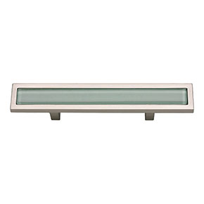 Atlas Homewares [231-GR-BRN] Die Cast Zinc Cabinet Pull Handle - Spa Series - Standard Size - Green Glass - Brushed Nickel Finish - 3 C/C - 5 3/4" L