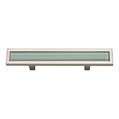 Atlas Homewares [231-GR-BRN] Die Cast Zinc Cabinet Pull Handle - Spa Series - Standard Size - Green Glass - Brushed Nickel Finish - 3 C/C - 5 3/4&quot; L