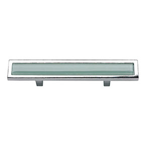 Atlas Homewares [231-GR-CH] Die Cast Zinc Cabinet Pull Handle - Spa Series - Standard Size - Green Glass - Polished Chrome Finish - 3 C/C - 5 3/4" L