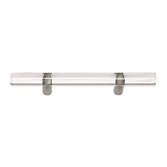Atlas Homewares [3147-BRN] Lucite Cabinet Pull Handle - Optimism Series - Standard Size - Clear - Brushed Nickel Stem Finish - 3" C/C - 6" L
