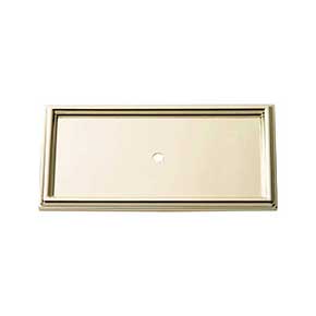 Atlas Homewares [379-PB] Die Cast Zinc Cabinet Knob Backplate - Campaign Series - Polished Brass Finish - 3 11/16" L