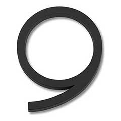 Atlas Homewares [AVN9-L-BL] Die Cast Zinc House Number - Modern Avalon Series - Number 9 - Matte Black Finish - 6&quot; H