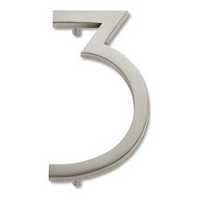 Atlas Homewares [AVN3-BRN] Die Cast Zinc House Number - Modern Avalon Series - Number 3 - Brushed Nickel Finish - 4 1/2" H