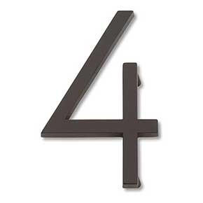 Atlas Homewares [AVN4-O] Die Cast Zinc House Number - Modern Avalon Series - Number 4 - Aged Brone Finish - 4 1/2" H