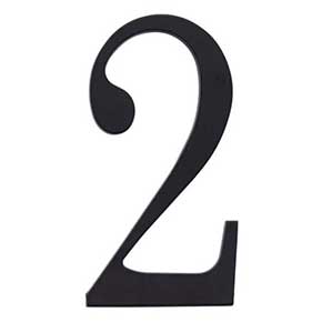 Atlas Homewares [TRN2-BL] Die Cast Zinc House Number - Traditionalist Series - Number 2 - Matte Black Finish - 6" H