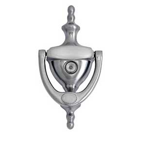 Brass Accents [A07-K6551-619] Solid Brass Door Knocker - Medium Traditional w/ Viewer - Satin Nickel Finish - 6" H