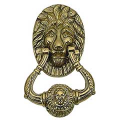 Brass Accents [A03-K5000-605] Solid Brass Door Knocker - Lion - Polished Brass Finish - 6 1/2&quot; H