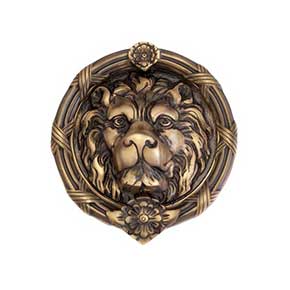 Brass Accents [A03-K5100-609] Solid Brass Door Knocker - Leo Lion - Antique Brass Finish - 8 3/8" H