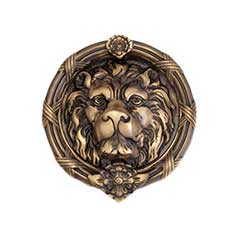 Brass Accents [A03-K5100-609] Solid Brass Door Knocker - Leo Lion - Antique Brass Finish - 8 3/8&quot; H