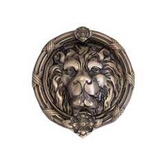 Brass Accents [A03-K5100-620] Solid Brass Door Knocker - Leo Lion - Antique Nickel Finish - 8 3/8&quot; H