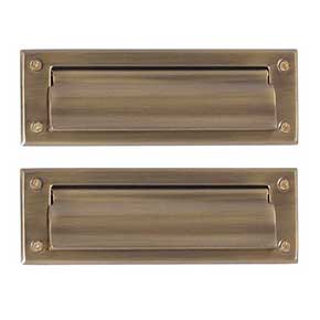 Brass Accents [A07-M0050-609] Solid Brass Door Mail Slot - Double Flap - Antique Brass Finish - 10" L
