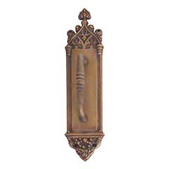 Brass Accents [A04-P5601-CLN-486] Solid Brass Door Pull Plate - Gothic w/ Colonial Wire Pull - Aged Brass Finish - 3 3/8&quot; W x 16&quot; L