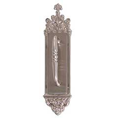 Brass Accents [A04-P5601-CLN-619] Solid Brass Door Pull Plate - Gothic w/ Colonial Wire Pull - Satin Nickel Finish - 3 3/8&quot; W x 16&quot; L
