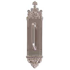 Brass Accents [A04-P5601-RV5-619] Solid Brass Door Pull Plate - Gothic w/ Small Colonial Revival Pull - Satin Nickel Finish - 3 3/8&quot; W x 16&quot; L