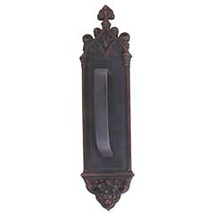 Brass Accents [A04-P5601-TRD-613VB] Solid Brass Door Pull Plate - Gothic w/ Traditional Pull - Venetian Bronze Finish - 3 3/8&quot; W x 16&quot; L