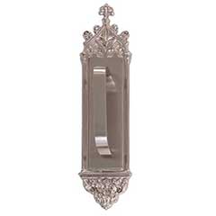 Brass Accents [A04-P5601-TRD-619] Solid Brass Door Pull Plate - Gothic w/ Traditional Pull - Satin Nickel Finish - 3 3/8&quot; W x 16&quot; L