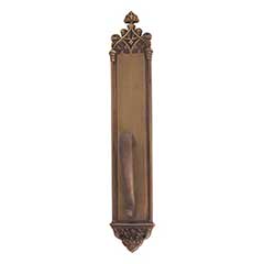 Brass Accents [A04-P5641-SGR-486] Solid Brass Door Pull Plate - Gothic w/ S-Grip Pull - Aged Brass Finish - 3 3/8&quot; W x 23 3/4&quot; L