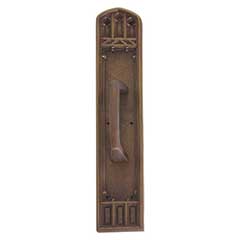 Brass Accents [A04-P5841-MSS-486] Solid Brass Door Pull Plate - Oxford w/ Mission Pull - Aged Brass Finish - 3 3/8&quot; W x 18&quot; L