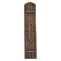 Brass Accents [A04-P5841-RV5-486] Solid Brass Door Pull Plate - Oxford w/ Small Colonial Revival Pull - Aged Brass Finish - 3 3/8&quot; W x 18&quot; L